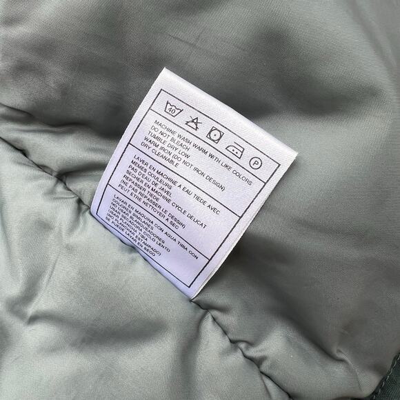 Vintage Nike Swoosh Split Hooded Long Puffer Jacket Parka Coat Green Navy L 90s - Picture 12 of 15